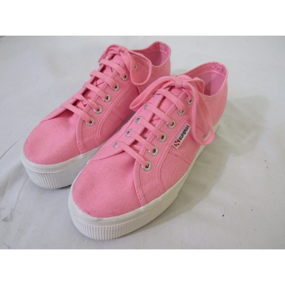Superga S9111LW Pink-White Sneakers Platform Up And Down -‎ Sz 9.5 Eu 41